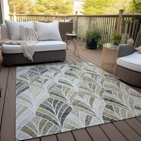 Taupe Ivory And Brown Geometric Washable Indoor Outdoor Area Rug Photo 9