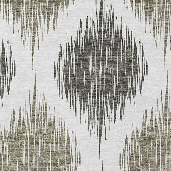 Taupe Ivory And Brown Ikat Washable Indoor Outdoor Area Rug Photo 6