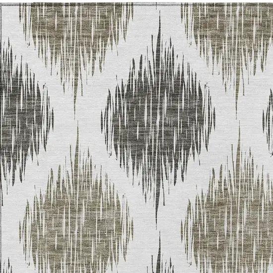 Taupe Ivory And Brown Ikat Washable Indoor Outdoor Area Rug Photo 7