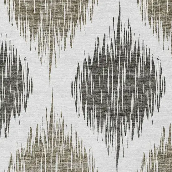 Taupe Ivory And Brown Ikat Washable Indoor Outdoor Area Rug Photo 6