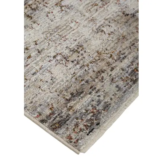 Taupe Ivory And Gray Abstract Distressed Area Rug With Fringe Photo 4