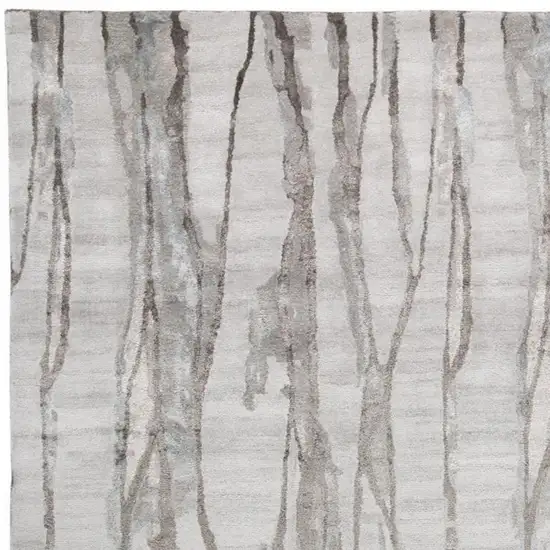 Ivory and Gray Abstract Hand Tufted Area Rug Photo 8