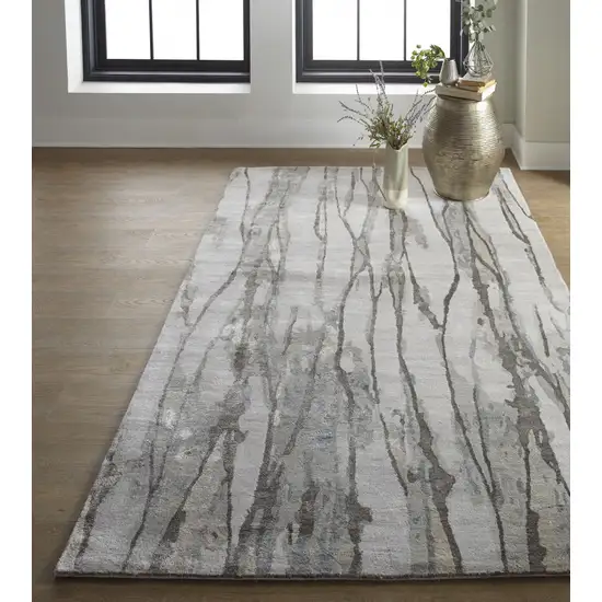 Taupe Ivory And Gray Abstract Tufted Handmade Area Rug Photo 6