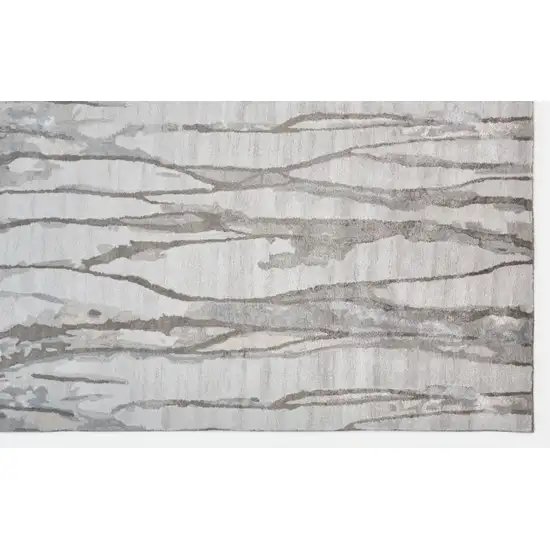 Ivory and Gray Abstract Hand Tufted Area Rug Photo 4