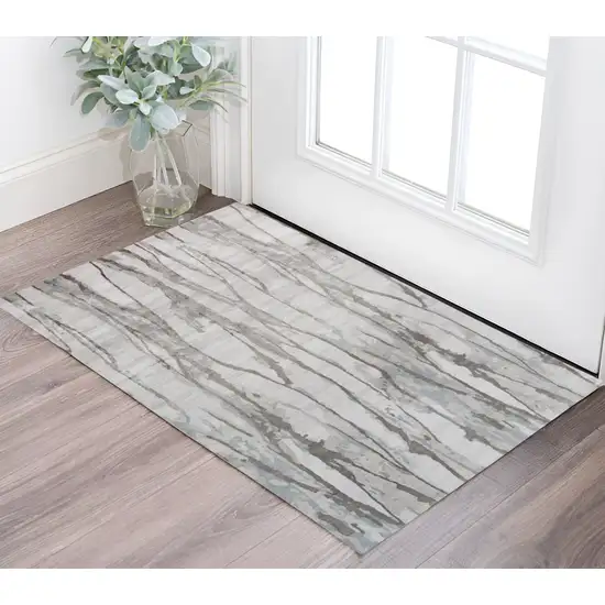 Ivory and Gray Abstract Hand Tufted Area Rug Photo 1