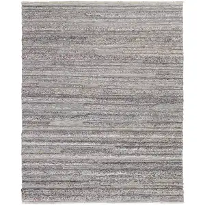 Photo of Taupe Ivory And Red Striped Hand Woven Stain Resistant Area Rug