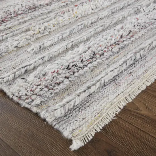 Taupe Ivory And Red Striped Hand Woven Stain Resistant Area Rug Photo 3