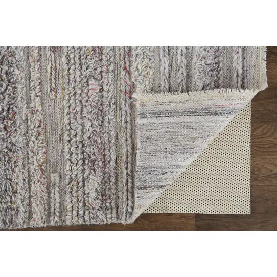 Taupe Ivory And Red Striped Hand Woven Stain Resistant Area Rug Photo 4