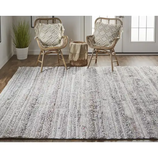 Taupe Ivory And Red Striped Hand Woven Stain Resistant Area Rug Photo 7