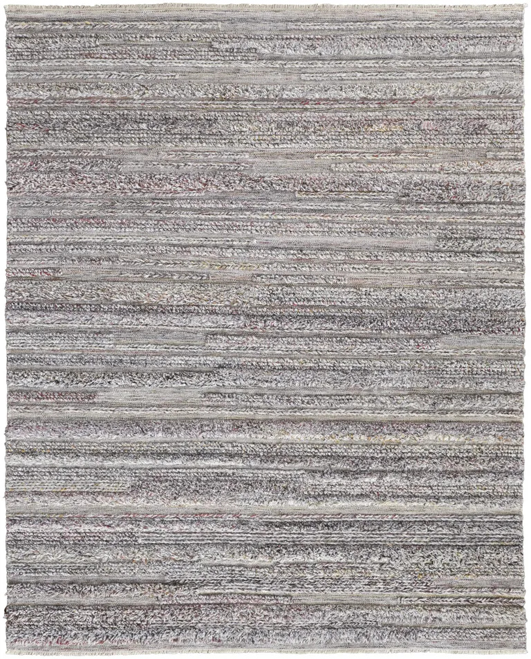 Taupe Ivory And Red Striped Hand Woven Stain Resistant Area Rug Photo 1