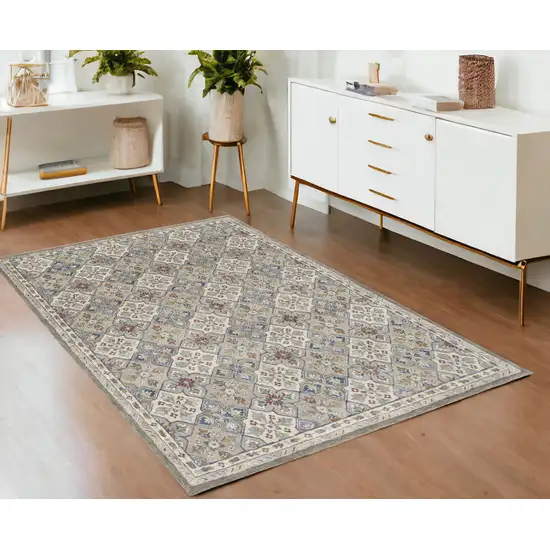 Taupe and Ivory Wool Patchwork Hand Tufted Area Rug Photo 1