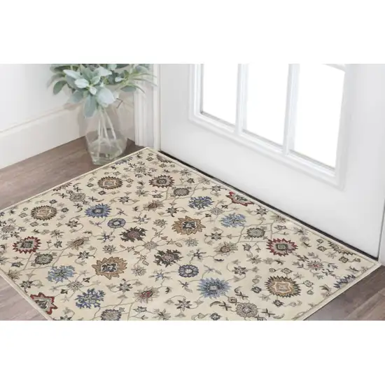 Taupe and Ivory Wool Patchwork Hand Tufted Area Rug Photo 1