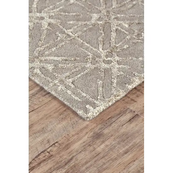 Taupe Ivory And Tan Wool Abstract Tufted Handmade Area Rug Photo 3