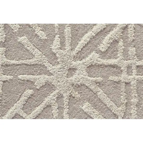 Taupe Ivory And Tan Wool Abstract Tufted Handmade Area Rug Photo 5