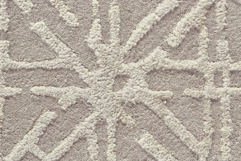 Taupe Ivory And Tan Wool Abstract Tufted Handmade Area Rug Photo 5