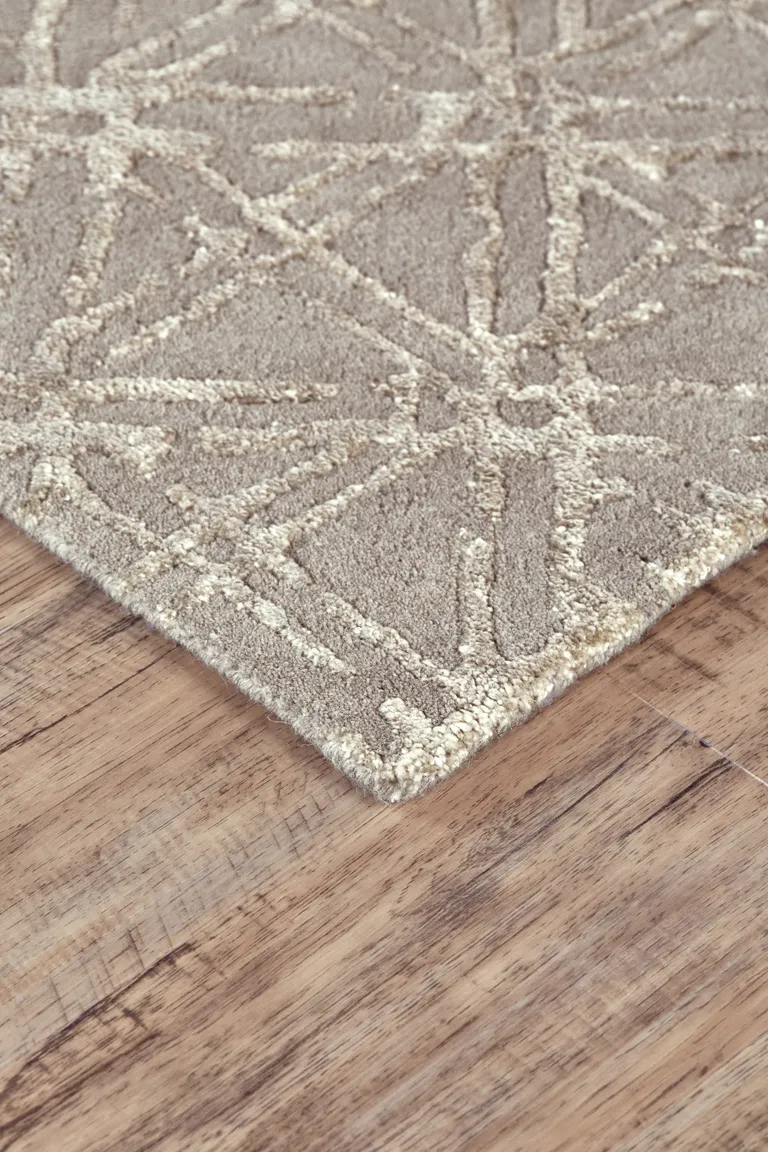 Taupe Ivory And Tan Wool Abstract Tufted Handmade Area Rug Photo 2