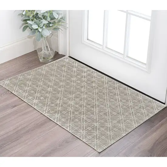 Taupe and Ivory Wool Abstract Hand Tufted Area Rug Photo 1