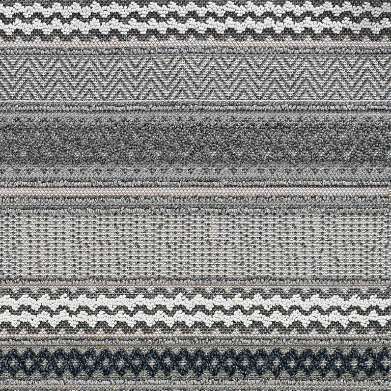 Taupe Machine Woven UV Treated Tribal Indoor Outdoor Runner Rug Photo 3