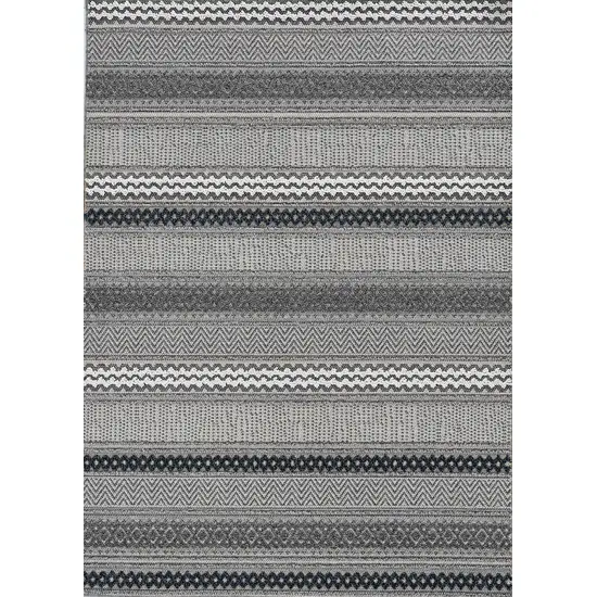 Taupe Machine Woven UV Treated Tribal Indoor Outdoor Runner Rug Photo 2