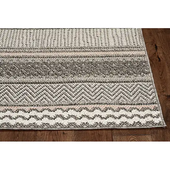 Taupe Machine Woven UV Treated Tribal Indoor Outdoor Runner Rug Photo 1