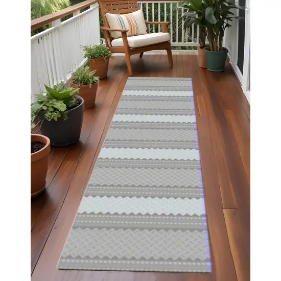 Gray and Ivory Southwestern Indoor Outdoor Area Rug Photo 1