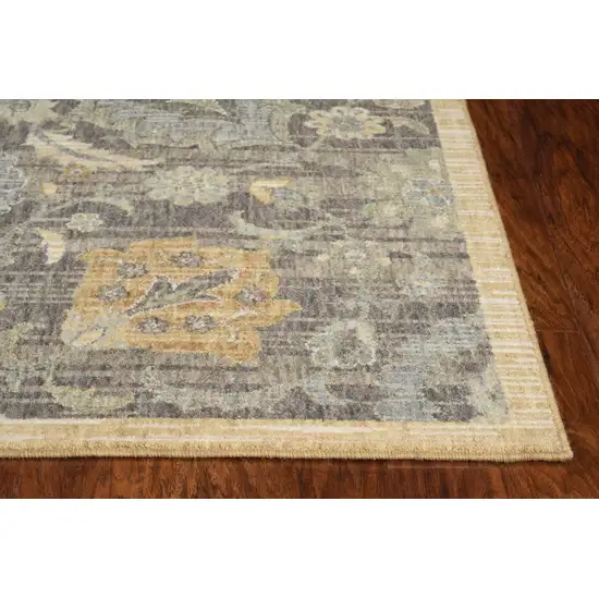Taupe Machine Woven Vintage Floral Traditional Indoor Accent Rug Photo 3