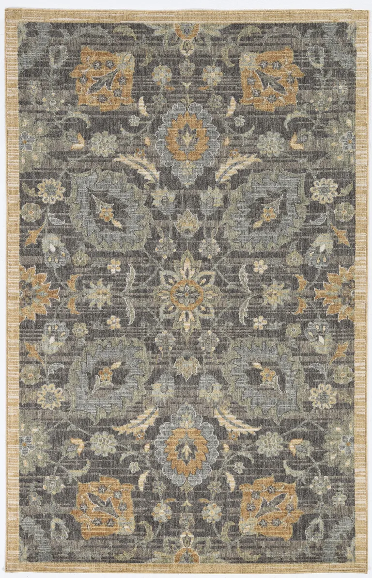 Taupe Machine Woven Vintage Floral Traditional Indoor Accent Rug Photo 1