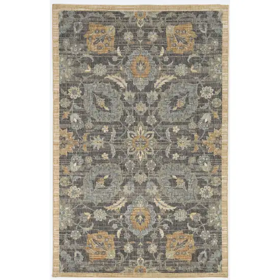 Taupe Machine Woven Vintage Floral Traditional Indoor Accent Rug Photo 1