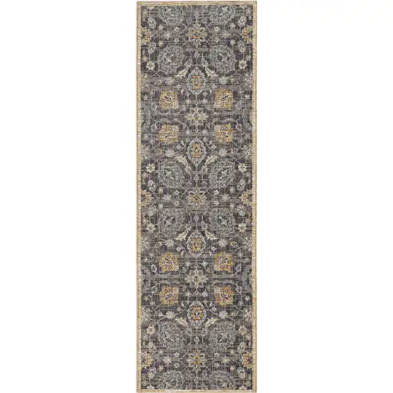 8' Taupe Machine Woven Vintage Traditional Indoor Runner Rug Photo 2