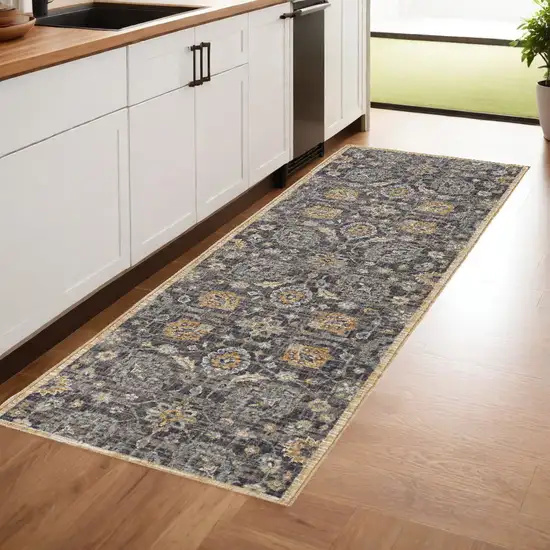 8' Taupe Machine Woven Vintage Traditional Indoor Runner Rug Photo 1