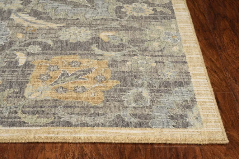 Taupe Machine Woven Vintage Traditional Indoor Runner Rug Photo 3