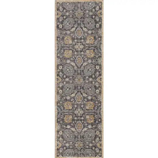 Taupe Machine Woven Vintage Traditional Indoor Runner Rug Photo 1