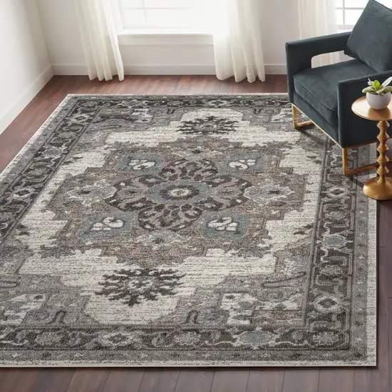 Taupe Medallion Power Loom Area Rug Photo 5