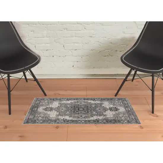 Taupe Medallion Power Loom Area Rug Photo 4