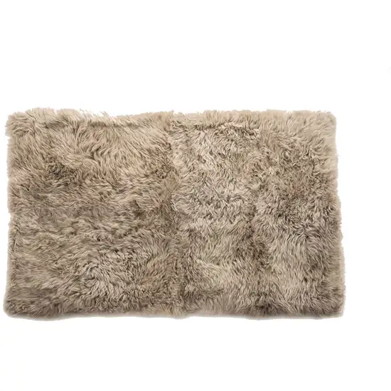 Taupe Natural Rectangular Sheepskin Area Rug Photo 2