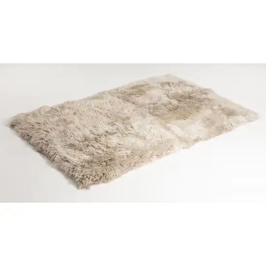 Taupe Natural Rectangular Sheepskin Area Rug Photo 3