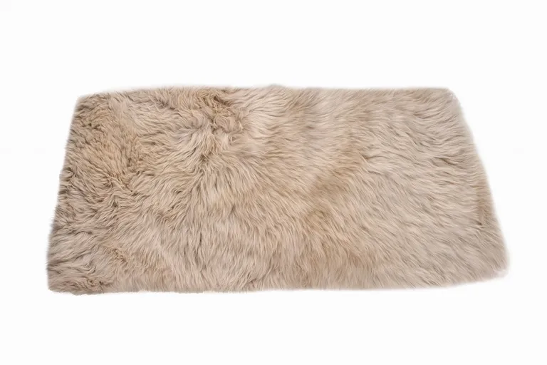 Taupe Natural Rectangular Sheepskin Area Rug Photo 4