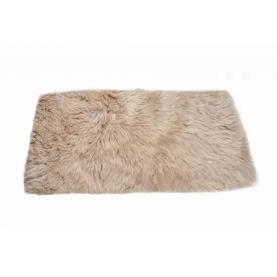 Taupe Natural Rectangular Sheepskin Area Rug Photo 4