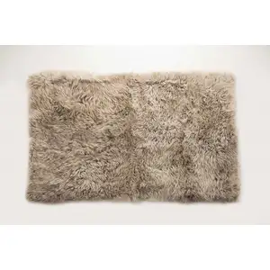 Photo of Taupe Natural Rectangular Sheepskin Area Rug