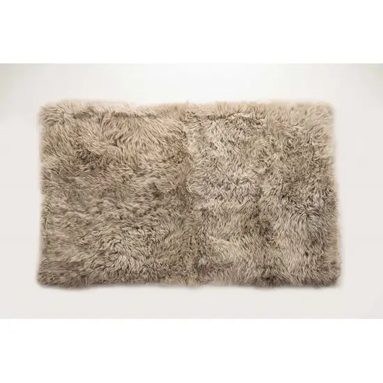 Taupe Natural Rectangular Sheepskin Area Rug Photo 1