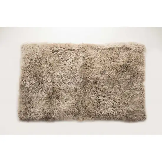 Taupe Natural Rectangular Sheepskin Area Rug Photo 8