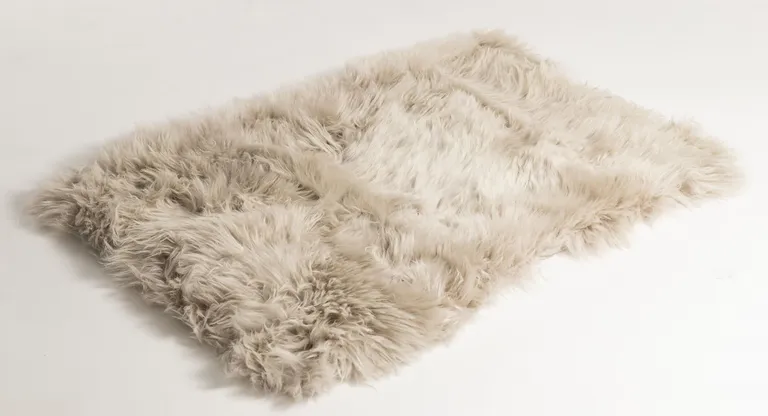 Taupe Natural Rectangular Sheepskin Area Rug Photo 3