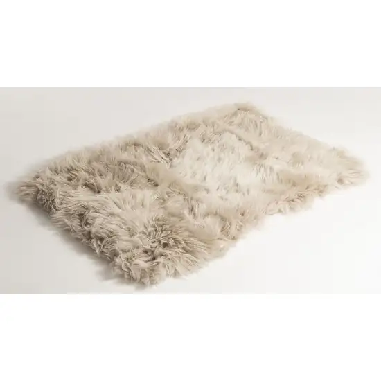 Taupe Natural Rectangular Sheepskin Area Rug Photo 3