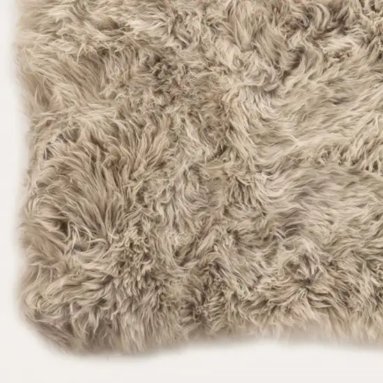 Taupe Natural Rectangular Sheepskin Area Rug Photo 8