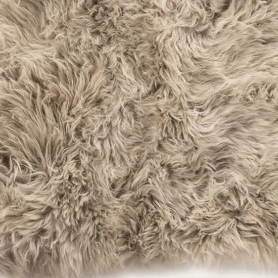 Taupe Natural Rectangular Sheepskin Area Rug Photo 7