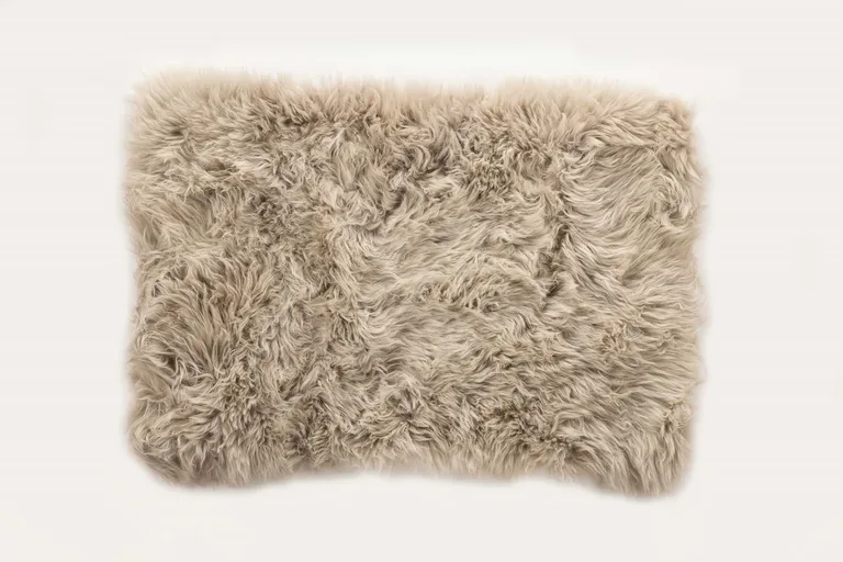 Taupe Natural Rectangular Sheepskin Area Rug Photo 1