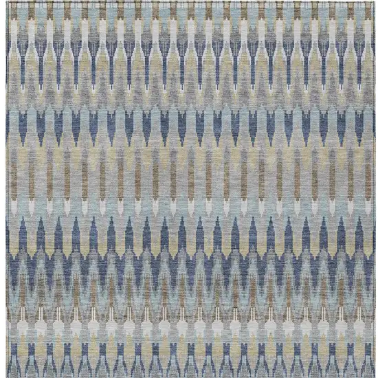 Taupe Navy Blue And Denim Blue Southwestern Washable Indoor Outdoor Area Rug Photo 6