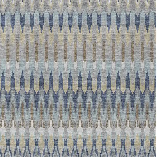 Taupe Navy Blue And Denim Blue Southwestern Washable Indoor Outdoor Area Rug Photo 6