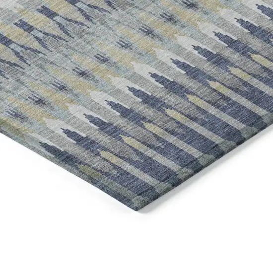 Taupe Navy Blue And Denim Blue Southwestern Washable Indoor Outdoor Area Rug Photo 4