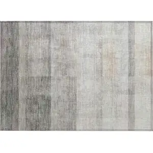 Photo of Taupe Ombre Washable Non Skid Indoor Outdoor Area Rug